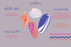 وکتور صدف و حلزون دریایی + پترن و قاب و فریم