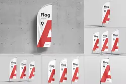 6 موکاپ پرچم پر Feather Flag