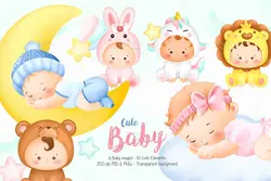 طرح فانتزی نوزاد و کودک بامزه PNG
