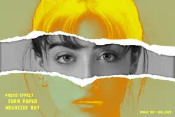 افکت عکس کاغذ پرتو نگاتیو پاره شده برای فتوشاپ