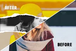 افکت عکس کاغذ پرتو نگاتیو پاره شده برای فتوشاپ