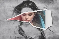 افکت عکس کاغذ نقاشی پاره شده برای فتوشاپ