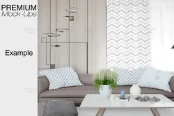 موکاپ بالش و پرده پذیرایی