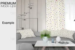 موکاپ بالش و پرده پذیرایی
