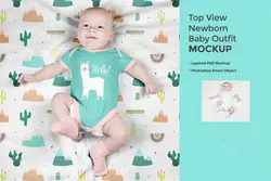 موکاپ لباس سرهمی زیر دکمه‌ای نوزاد