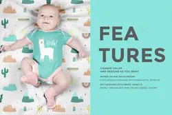 موکاپ لباس سرهمی زیر دکمه‌ای نوزاد