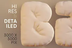 PNG حروف الفبا با افکت تشک و بالش سه بعدی (3D)