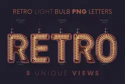 افکت لامپ رشته ای قدیمی حروف الفبا انگلیسی سه بعدی (3D)