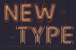 افکت لامپ رشته ای قدیمی حروف الفبا انگلیسی سه بعدی (3D)