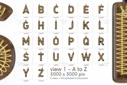 افکت لامپ رشته ای قدیمی حروف الفبا انگلیسی سه بعدی (3D)