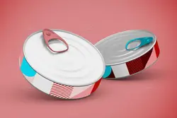 موکاپ قوطی آسان باز شو مواد غذایی کوچک و باریک