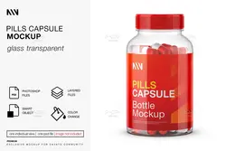 موکاپ بطری قرص و کپسول شفاف