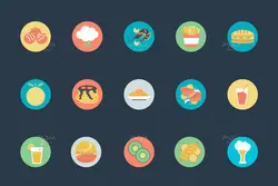 200 آیکون غذا، نوشیدنی، میوه جات و سبزیجات فلت