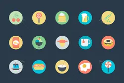 200 آیکون غذا، نوشیدنی، میوه جات و سبزیجات فلت