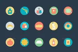 200 آیکون غذا، نوشیدنی، میوه جات و سبزیجات فلت