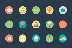 200 آیکون غذا، نوشیدنی، میوه جات و سبزیجات فلت