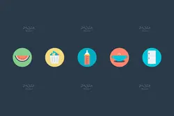 200 آیکون غذا، نوشیدنی، میوه جات و سبزیجات فلت