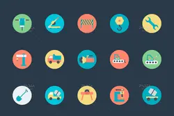 115 آیکون ساخت و ساز، معماری و ابزار آلات ساختمانی