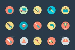 115 آیکون ساخت و ساز، معماری و ابزار آلات ساختمانی