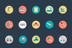 115 آیکون ساخت و ساز، معماری و ابزار آلات ساختمانی