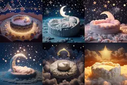 بک گراند تخت خواب نوزاد طرح ماه