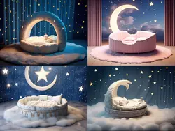 بک گراند تخت خواب نوزاد طرح ماه