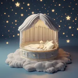 بک گراند تخت خواب نوزاد طرح ماه