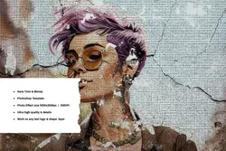 افکت عکس دیوار قدیمی ترک خورده فتوشاپ