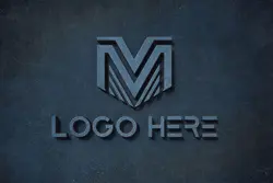 موکاپ لوگو 3D روی دیوار سیمانی