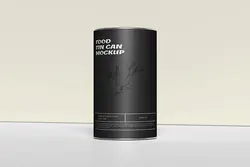 موکاپ قوطی مقوایی استوانه‌ای مواد غذایی