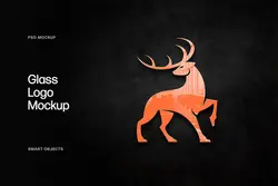 موکاپ لوگوی شیشه ای براق روی دیوار