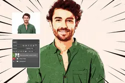قالب لایه باز تبدیل عکس به کمیک در فتوشاپ