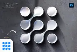 موکاپ لوگو فلزی روی دیوار