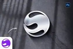 موکاپ لوگو فلزی روی دیوار