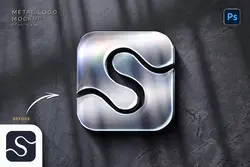 موکاپ لوگو فلزی روی دیوار