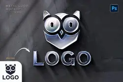 موکاپ لوگو فلزی روی دیوار