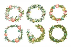 6 تاج گل کریسمس با طرح آبرنگ