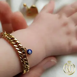 دستبند نوزاد کارتیه دوبل و چشم نظر