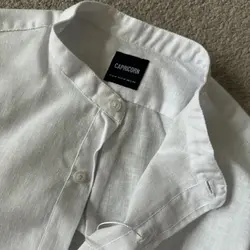 پیراهن لینن یقه فرنچ سفید۱۱۸۱۹