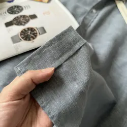 پیراهن لینن یقه فرنچ طوسی11817