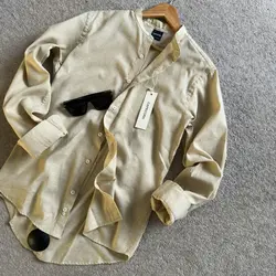 پیراهن لینن یقه فرنچ کرم11814