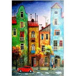 نقاشی الماسی طرح منظره خیابان