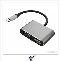 مبدل TYPE C به VGA و HDMI فرانت – FN-UC2VH202
