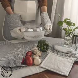 ست سرویس آشپزخانه مدل راه راه و سفید
