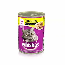 کنسرو گربه بالغ با طعم مرغ برند Whiskas ویسکاس وزن 400 گرمی