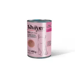 کنسرو گربه بالغ مدل پته مرغ و بوقلمون برند Shayer شایر 400 گرمی
