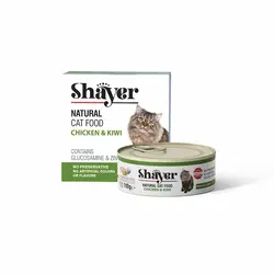 کنسرو گربه طعم نچرال مرغ و کیوی در ژل برند شایر 110 گرمی