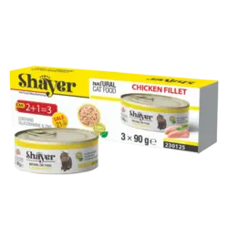 کنسرو غذای گربه طعم فیله مرغ برند شایر 90 گرمی پک 3 عددی