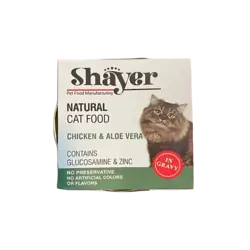 کنسرو گربه بالغ مدل نچرال طعم مرغ و آلوئه‌ورا برند Shayer شایر 110 گرمی