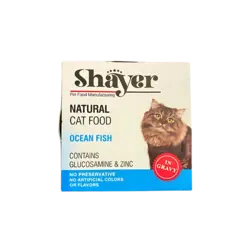 کنسرو گربه بالغ مدل نچرال طعم ماهی اوقیانوسی برند Shayer شایر 110 گرمی